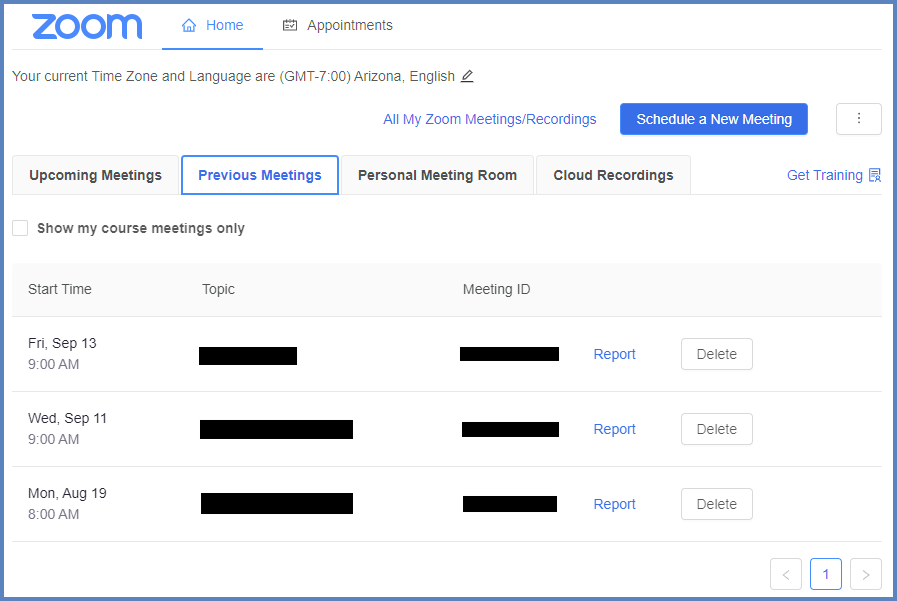 In Canvas, instructors can access previous meeting reports by clicking on the "Previous Meetings" tab.