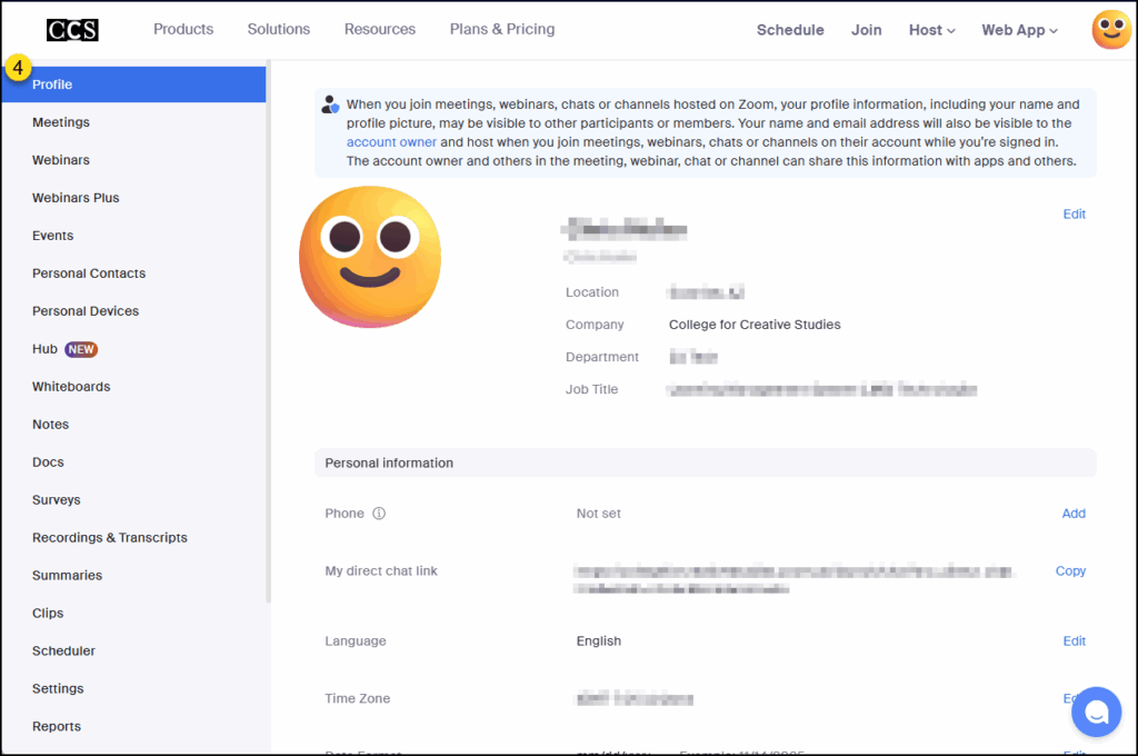 Click on the "Profile" menu option on the left side of your screen. Your account information is displayed here. Take a moment to upload a profile picture and make any edits you see fit.
