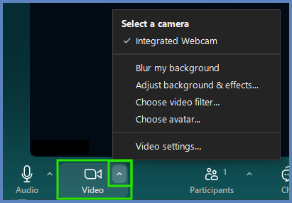 During a Zoom meeting, click the caret icon next to the "Video" icon to see addition options.