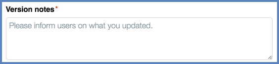 When updating a previously shared resource, you can add version notes to inform users on what you updated.