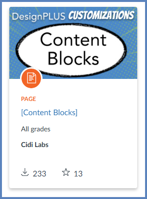 This is the [Content Blocks] shared resource page in Canvas Commons.