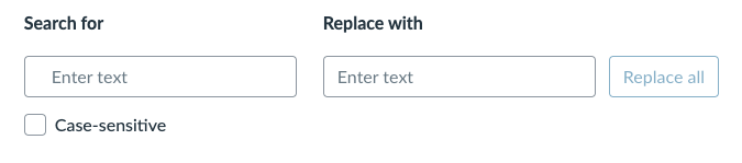 A text box appears under the heading Search For and Replace With. Users can enter a word to search for it in all the videos pre-generated captions. If there is a common mistake, enter what to replace the item with if it is found. 