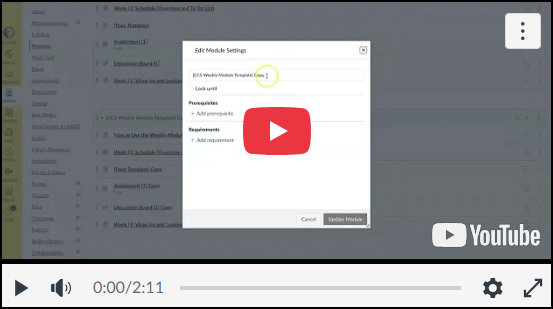 Example of what a YouTube video looks like after being migrated to Canvas Studio.