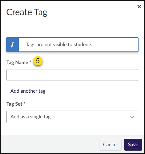 To create a tag, enter a "Tag Name", and click on the "Save" button.
