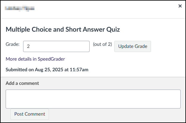 The "Submission Details" window shows the name of the student along with the assignment name and details of the student submission.