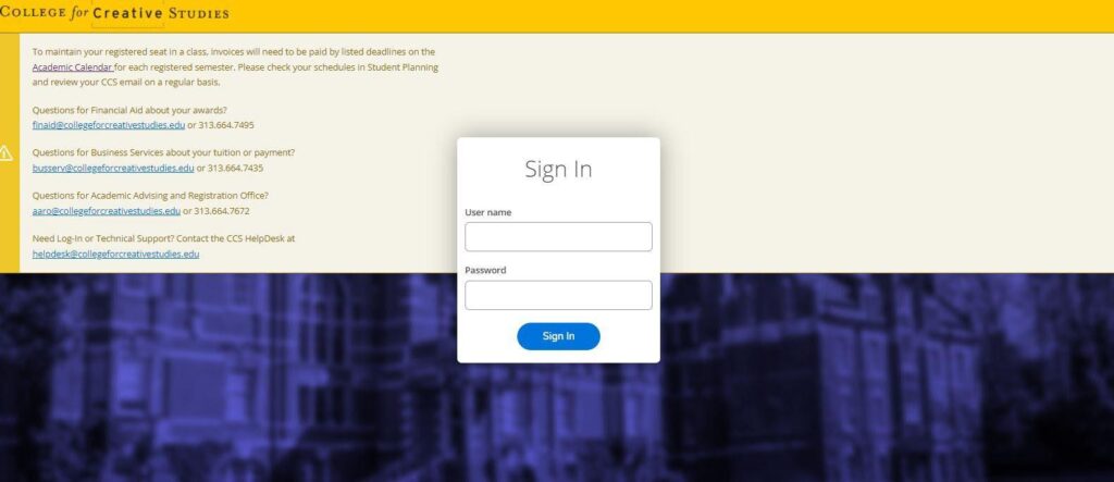 Sign in to CCS Self Service by entering your User Name and Password, then click the "Sign In" button.