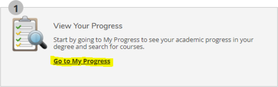 Log-in to the CCS Self-Service portal and select "Student Planning" from the menu. Then click on the "Go to My Progress" link in the "View Your Progress" pane.