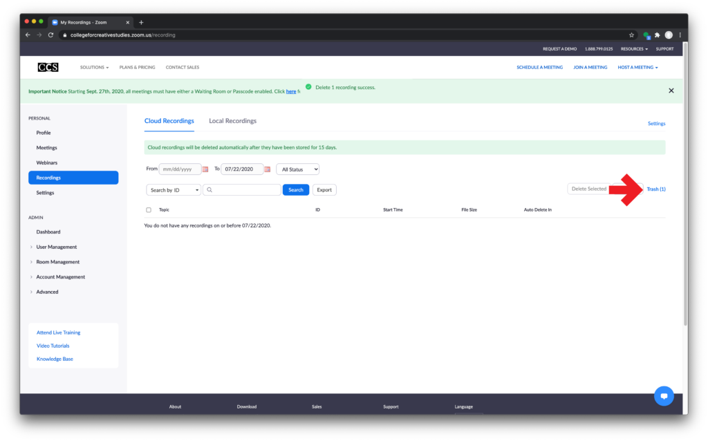 How Do I Recover Recordings From the Zoom Cloud “Trash”? Teaching