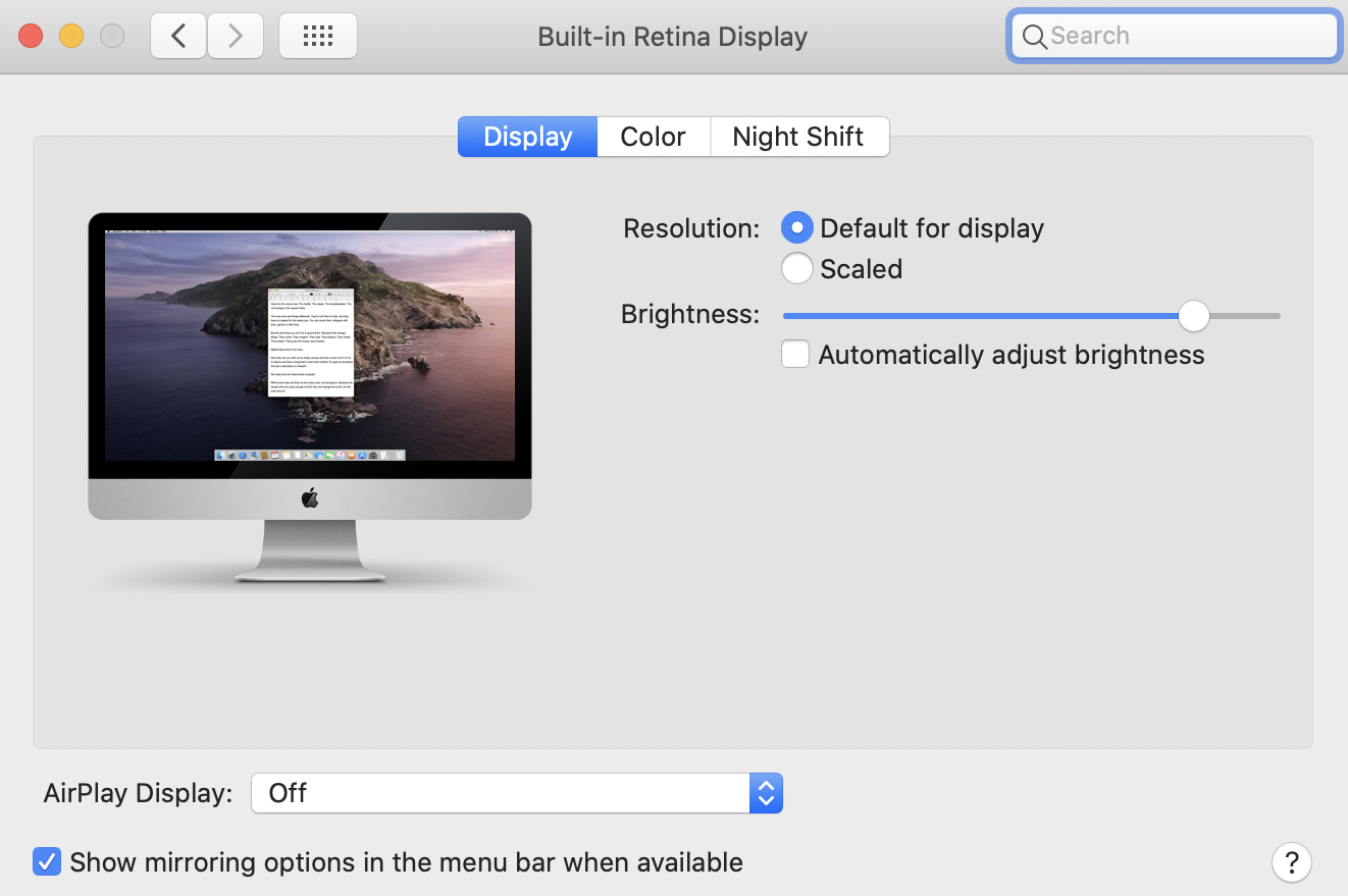 system preferences - display