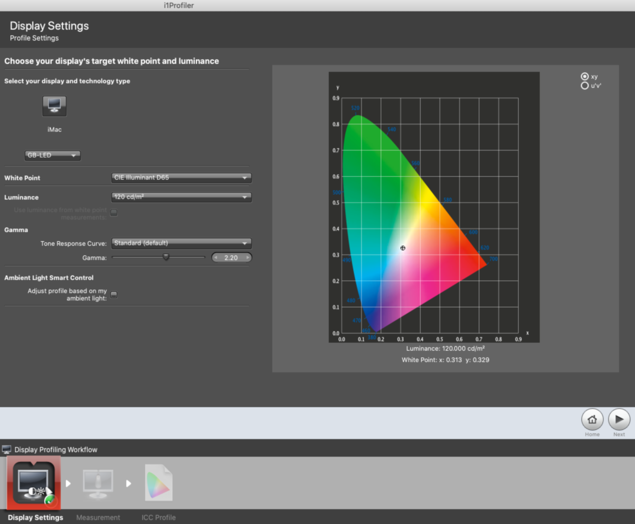 i1profiler - display settings