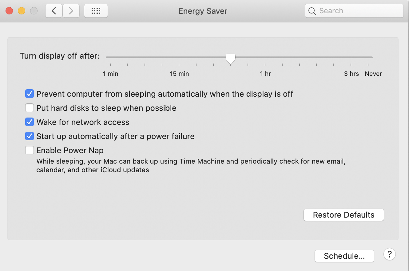 system preferences - energy saver