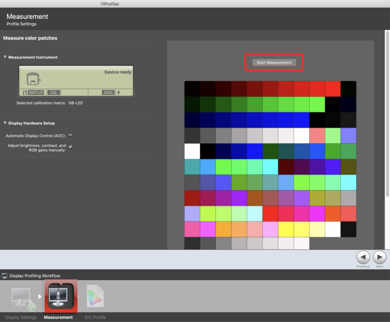 i1profiler - measure color patches